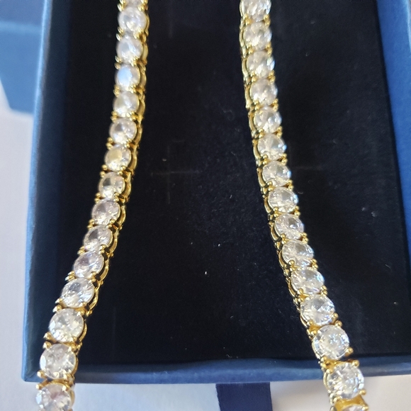 Tennis Chain Necklace Real Gold Plated Hip Hop Rock Street Jewelry 16 inches - Picture 13 of 13